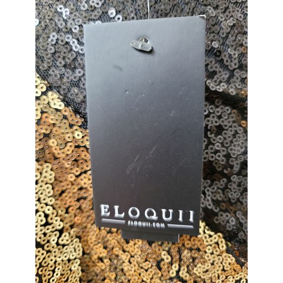 ELOQUII Bodycone Dress Women's Size 28 Black Gold 100% Polyester Long Sleeves - Picture 10 of 16